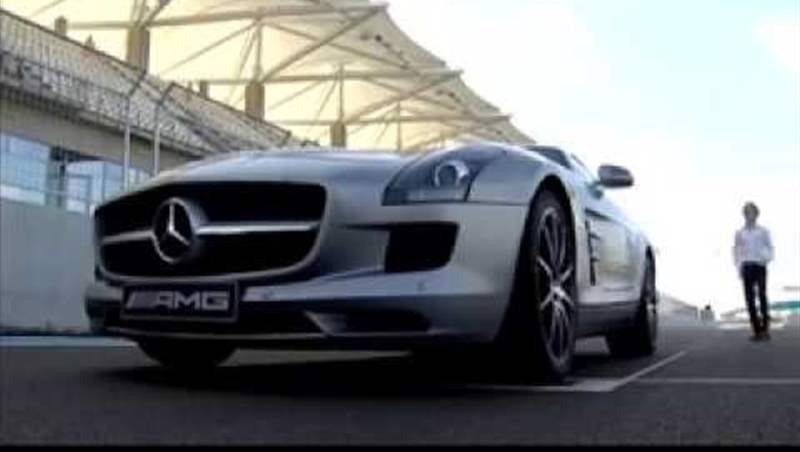 Nico Rosberg testing Mercedes SLS at YMC with Dieter Zetsche